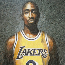 "2 Pac" by Jay Nadeau, Glass Mosaic Art of Tupac Shakur Kobe Bryant Jersey