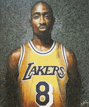 "2 Pac" by Jay Nadeau, Glass Mosaic Art of Tupac Shakur Kobe Bryant Jersey