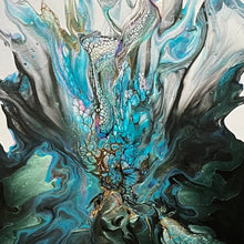 “Blue Rising” by Kimberly Altman, Fluid Acrylic on Canvas