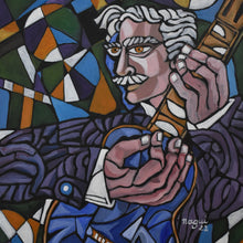 "Blue Guitar 22" by Nagui Achamallah, Acrylic on Canvas