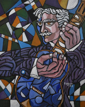 "Blue Guitar 22" by Nagui Achamallah, Acrylic on Canvas