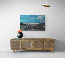 "Dolphins Enjoy Playing in Dark Ocean" by Catherine Benita, Giclée on Canvas