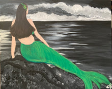 "Lonely Mermaid in Moonlight " by Catherine Benita, Giclée on Canvas