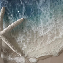 "Ocean with Starfish" by Candace Manning, Mixed Media on Wood Panel
