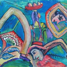 "El Lobo y la Costeña" by Oscar Martínez, Acrylic on Paper