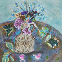 "Three Rose Buds" by Suzanne Willis, Mixed Media on Hard Paper