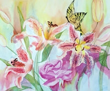"Tiger Lilies Drip" by Suzanne Willis, 140LB Cold Press D Arches Watercolor Paper