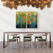 "Her Garden & His Garden Diptych" by Linda Robin, Acrylic on Canvas