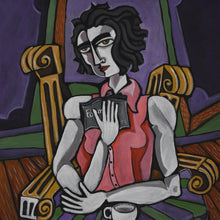 "Woman Reading 2" by Nagui Achamallah, Acrylic on Canvas