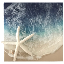"Ocean with Starfish" by Candace Manning, Mixed Media on Wood Panel