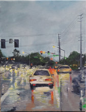 "Stop Lights in the Rain" by Cecilia Kelleher, Acrylic on Canvas