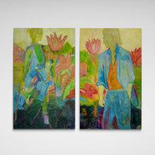 "Her Garden & His Garden Diptych" by Linda Robin, Acrylic on Canvas