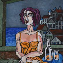 "Seated Model" by Nagui Achamallah, Acrylic on Canvas