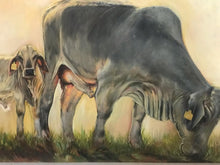 “Brahman Mom and Calf” By Leigh Stokes, Acrylic on Canvas