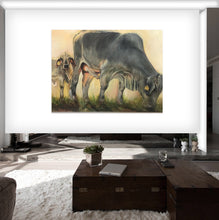 “Brahman Mom and Calf” By Leigh Stokes, Acrylic on Canvas