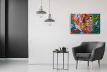 "Profile of Bearded Man with Floating Art Glass" By Tim Galimany, Mixed Media on Canvas