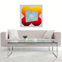 “Boing- Boing Traveling Through Red and Yellow Gradations” By Laura Laslo, Acrylic on Canvas