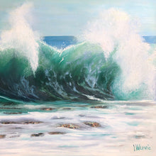 “Sparkling Blue Waves” by Adriana Vukovic, Mixed Media on on Plexiglass