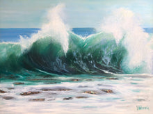 “Sparkling Blue Waves” by Adriana Vukovic, Mixed Media on on Plexiglass