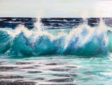 “Sparkling Blue Waves” by Adriana Vukovic, Mixed Media on on Plexiglass