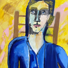 "Blue Hoodie" by Amanda Saint Claire, Mixed Media on Canvas