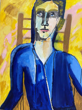 "Blue Hoodie" by Amanda Saint Claire, Mixed Media on Canvas