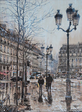 “A Walk in the Rain” By Keith Oelschlager, Acrylic on Canvas