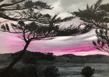 "Ciel en magenta aux Eloux" by Artbeige, Acrylic on Cotton Canvas