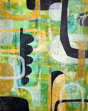 "Chance Encounter" by Carla Cohen, Mixed Media on Wood Panel