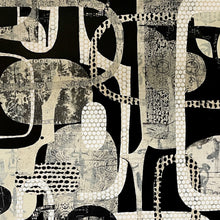 "Black Tie 1" by Carla Cohen, Mixed Media on Wood Panel
