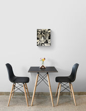 "Black Tie 1" by Carla Cohen, Mixed Media on Wood Panel