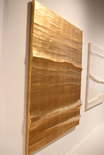 "Salmon Creek" by Roberta Ahrens, Gold Metal Leaf Cracked Linen Sculpture