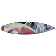 "‘65 VW 13 Window Bus" by Dwight Touchberry, Mixed Media on Recycled Surfboard