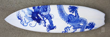 "Japanese Dragon" by Dwight Touchberry, Mixed Media on Recycled Surfboard
