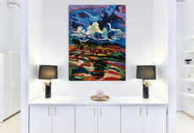 "Skywriting Across the Blue" by Hartini Gibson, Acrylic and Oil on Canvas