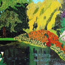 "Rododendron Garden" by Ilya Schar, Genuine Gems on Wood Panel