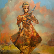 "Lathi" by Joshua Burbank, Mixed Media on Wood Panel