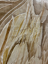 "Sepia Dahlia" by Roberta Ahrens, Acrylic on Handmade Cracked Linen