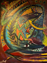 "Rey Lagarto" by Oscar Martínez, Oils on Canvas