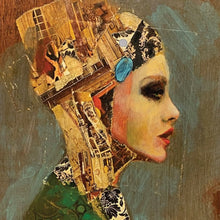 "Untitled" by Joshua Burbank, Mixed Media on Vintage Pressed Wood Tray