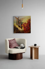 "The Battle" by Joshua Burbank, Mixed Media on Wood Panel