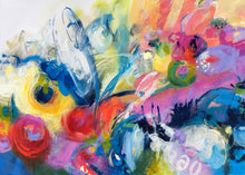 “If Fruit & Flowers Had a Fight” by Janet Bothne, Acrylic & Mixed Media on Canvas