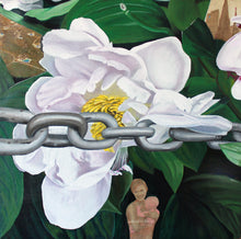 "Chain" by Karen Sarrow,  Acrylic and Paper on Linen