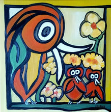 "Bird Family" By Kelene, Acrylic on Canvas