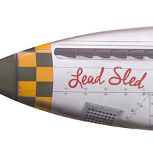 "Lead Sled P-51 Mustang" by Dwight Touchberry, Mixed Media on Recycled Surfboard