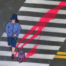 "Gizmo Just Left a Dookie Pie on Mr. O'Brien's Lawn, by Joselyn Miller, Acrylic on Canvas