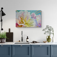 "Flowers with Gold Rays" by Helen Neumann, Oils and God Leaf on Canvas
