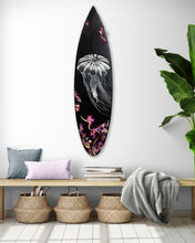 “Seven Seas of Savage N.o4”  by Samantha Nicoletti, Acrylic Mixed Media on Recycled Surfboard