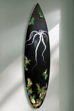 “Seven Seas of Savage N.o1” by Samantha Nicoletti, Acrylic Mixed Media on Recycled Surfboard