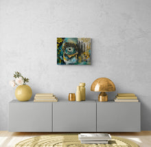 "Looking In" by Sara Stoffmacher, Acrylic and Gold Leaf